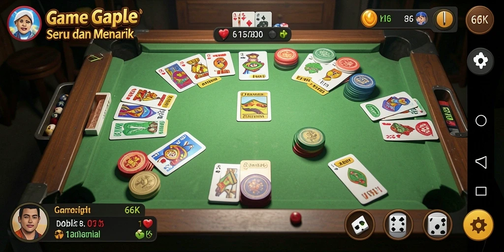 Screenshot gameplay 66K yang menunjukkan keseruan bermain Gaple.