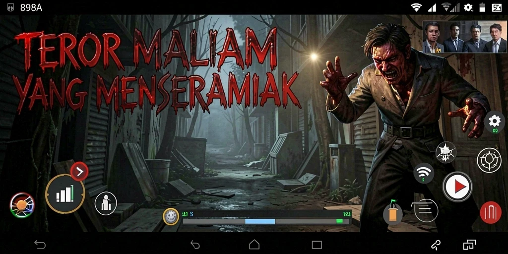 Screenshot gameplay menyeramkan dari 898A saat menjelajahi tempat angker.