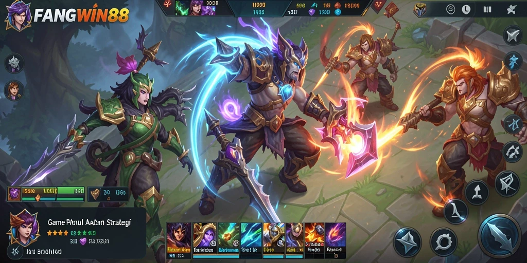 Gameplay seru FANGWIN88 dalam pertarungan MOBA.