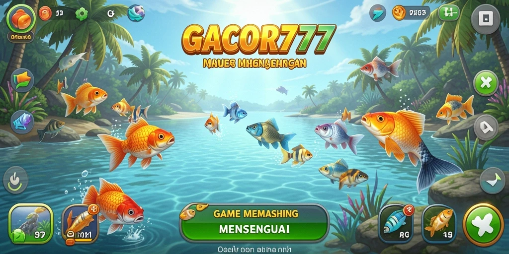 Tampilan gameplay GACOR777 saat memancing ikan di laut.