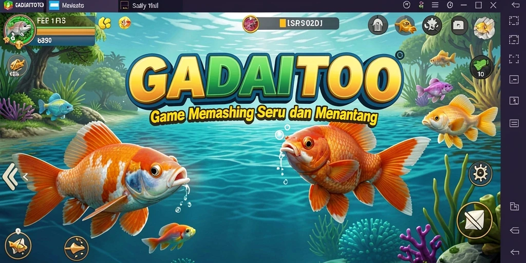 Tampilan gameplay GADAITOTO dengan aksi memancing yang seru.