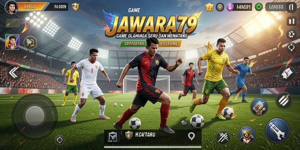 Tampilan gameplay seru di JAWARA79 dengan aksi olahraga yang mendebarkan.
