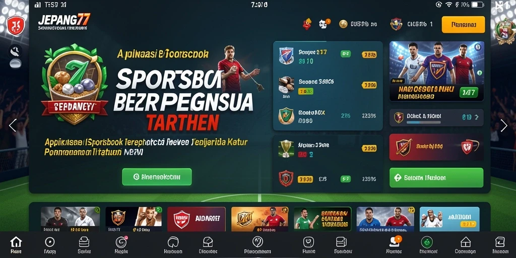 Tampilan interaktif dari aplikasi Sportsbook JEPANG77 dengan fitur taruhan.