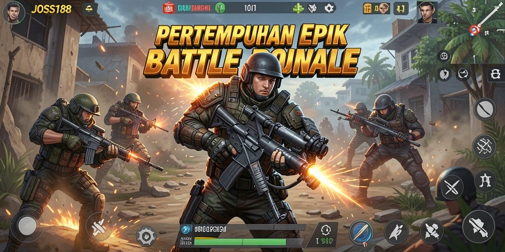 Screenshot gameplay JOSS188 menampilkan aksi pertempuran seru.