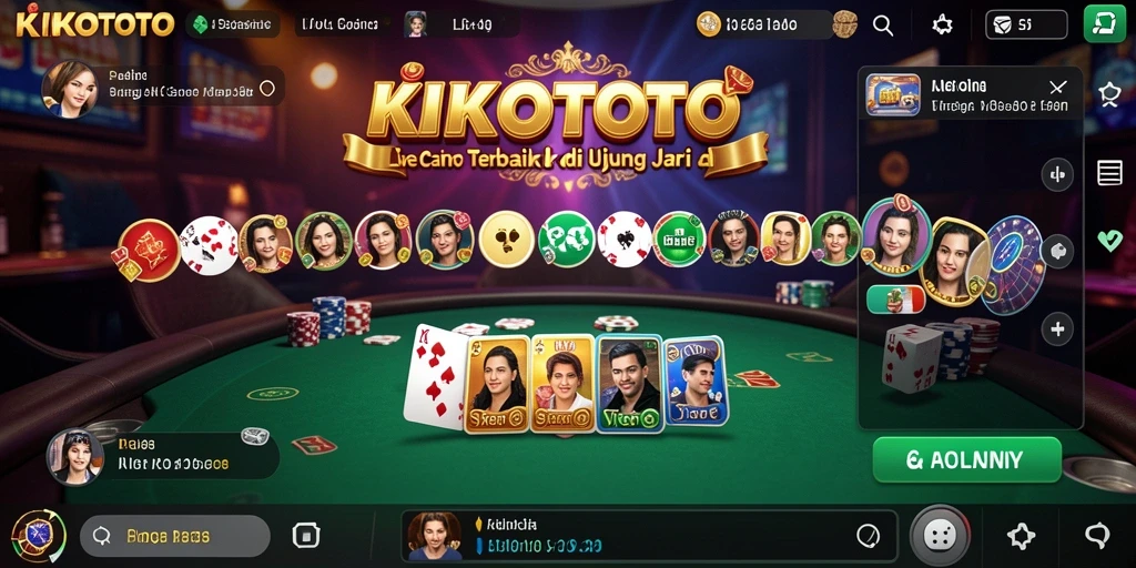 Screenshot gameplay KIKOTOTO menampilkan dealer live dan permainan yang seru.