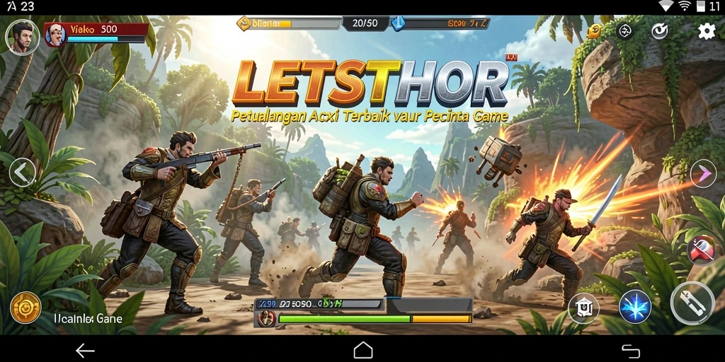 Tampilan gameplay LETSTHOR yang mendebarkan dan penuh aksi.