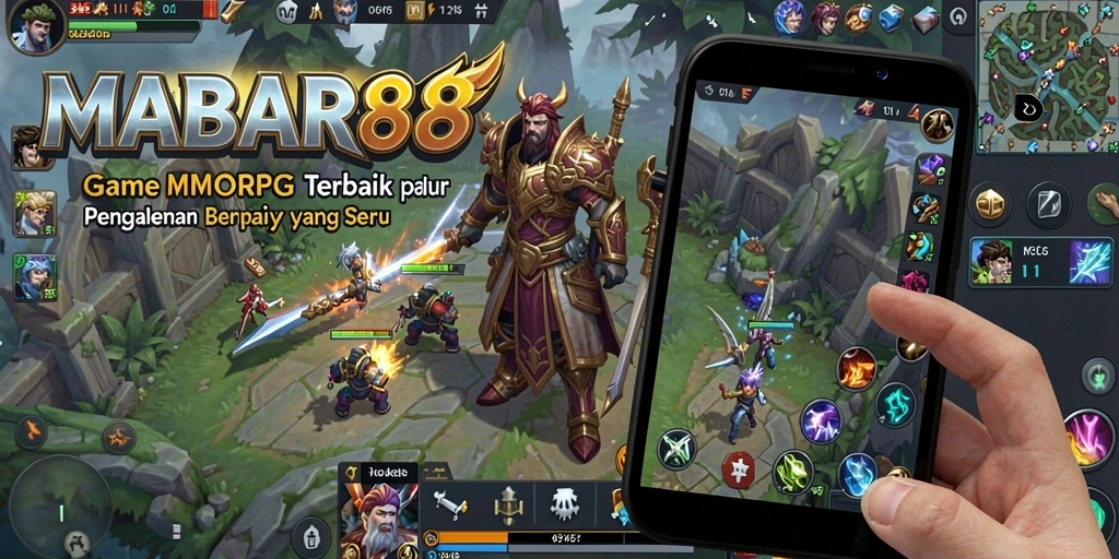 Screenshot MABAR88 yang menampilkan pertempuran hebat di dunia MMORPG.