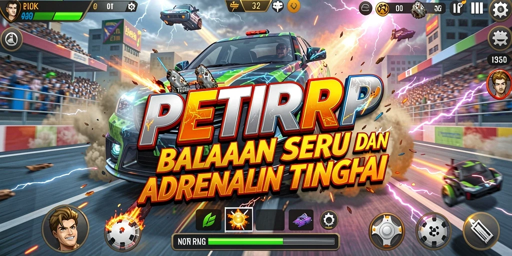 Tampilan seru dari balapan di PETIRRP dengan mobil cepat.