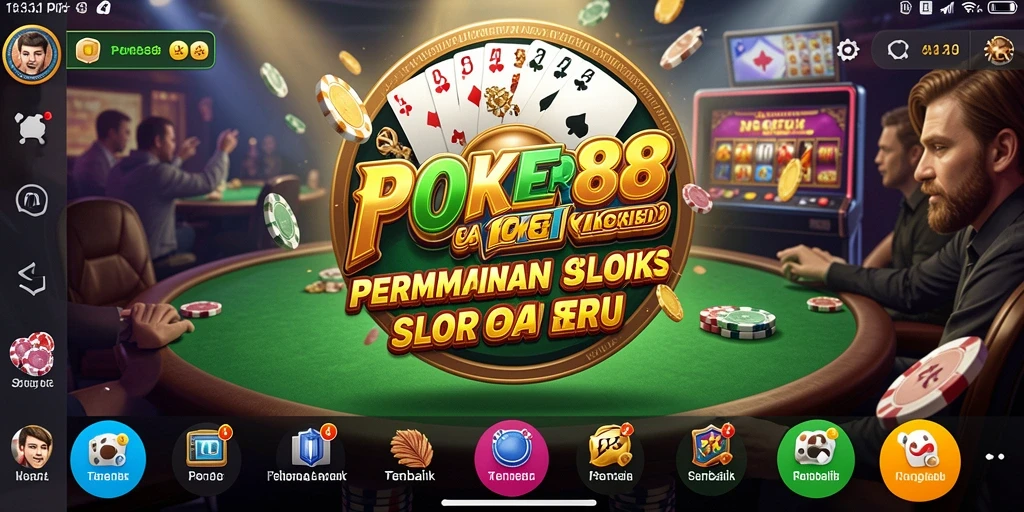 Screenshot gameplay POKER88 yang menampilkan gulungan slot yang berputar.