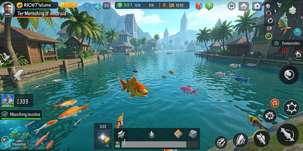 Gameplay RICH7 menampilkan momen memancing yang seru dan penuh tantangan.