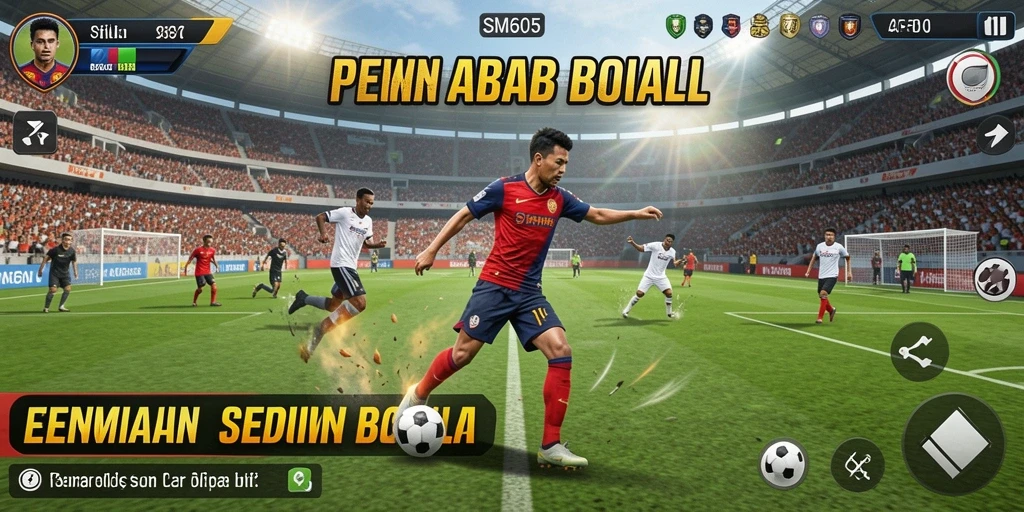 Tampilan gameplay menarik dari SM605 dengan aksi sepak bola nyata.