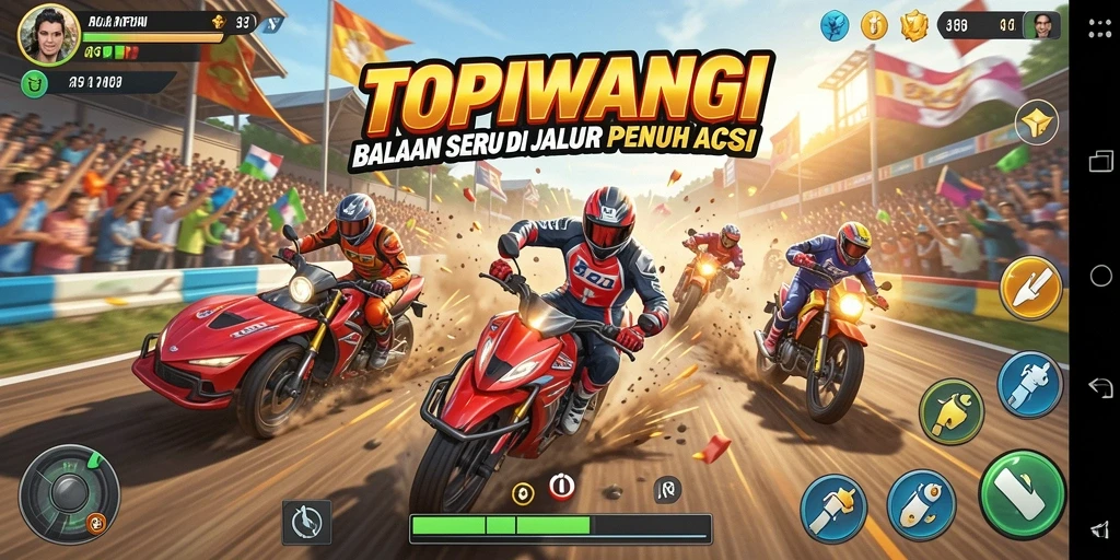 Screenshot gameplay balapan seru di TOPIWANGI.